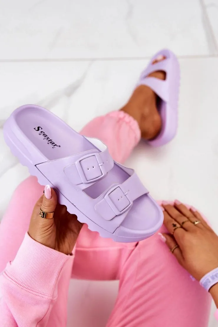 New Boto Gumowe Klapki Na Platformie Fioletowe Westie