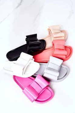 Damskie Boto Gumowe Klapki Z Kokardą Czarne April