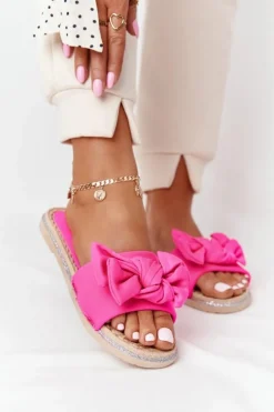 Online Boto Gumowe Klapki Z Kokardą Różowe Andrea