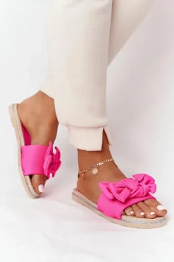 Online Boto Gumowe Klapki Z Kokardą Różowe Andrea