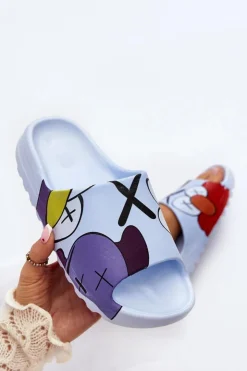 Hot Boto Gumowe Klapki Z Nadrukiem Niebieskie Monsters