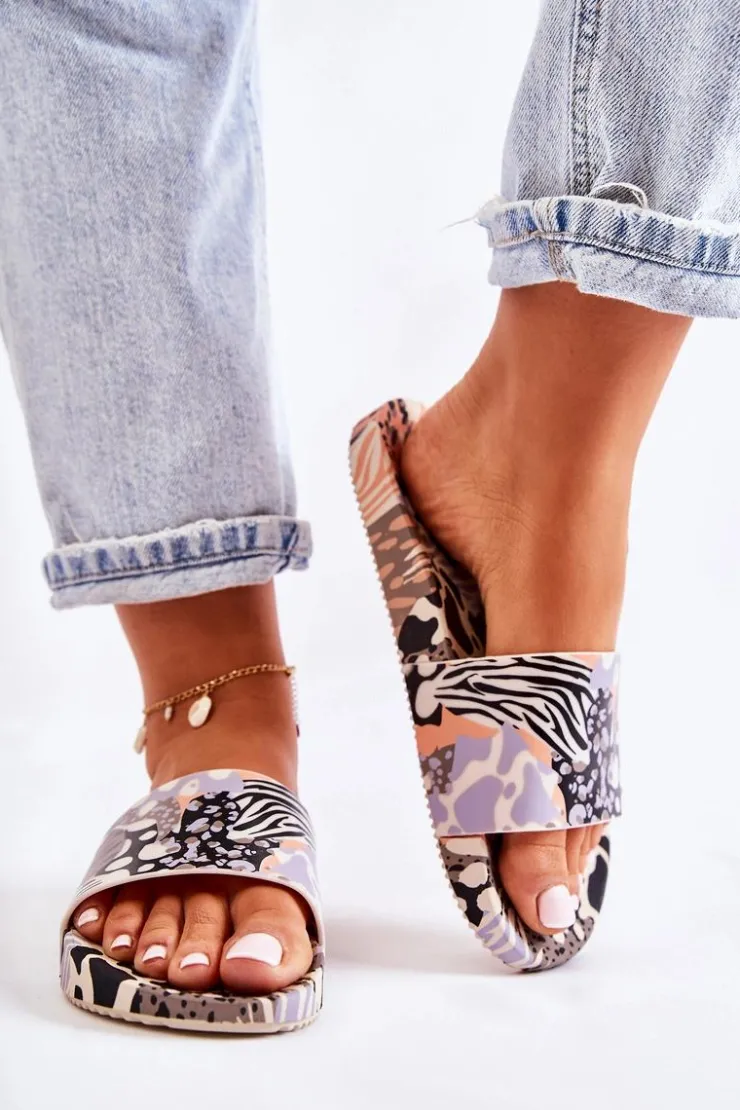 ZAXY Klapki Sportowe|Klapki Damskie Klasyczne*Gumowe Pachnące Klapki JJ285098 Czarno-Beżowe