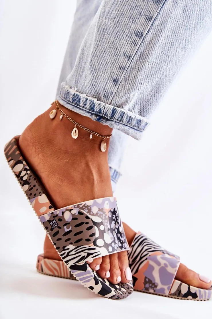 ZAXY Klapki Sportowe|Klapki Damskie Klasyczne*Gumowe Pachnące Klapki JJ285098 Czarno-Beżowe