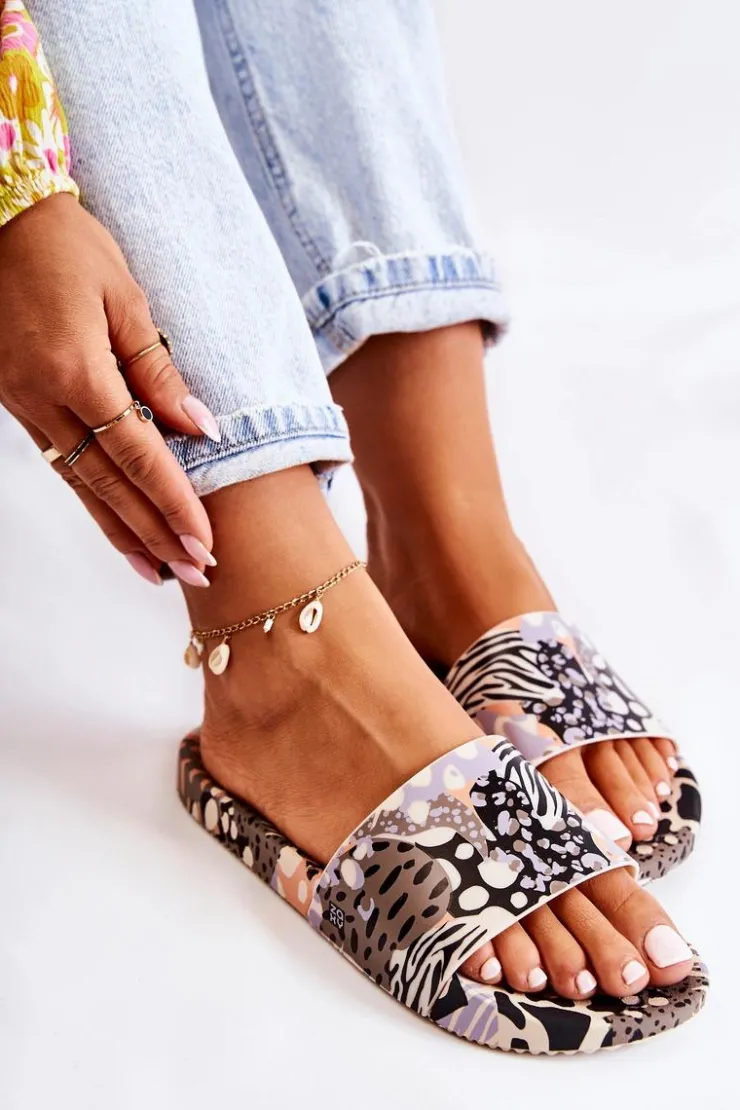 ZAXY Klapki Sportowe|Klapki Damskie Klasyczne*Gumowe Pachnące Klapki JJ285098 Czarno-Beżowe