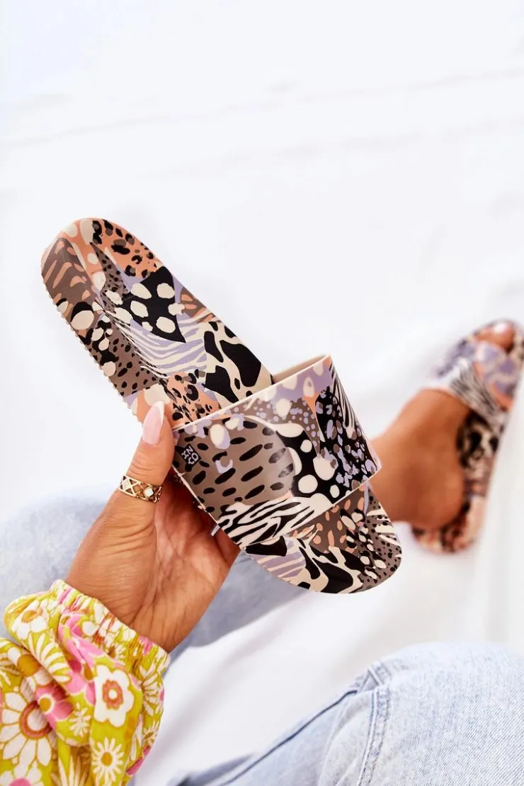 ZAXY Klapki Sportowe|Klapki Damskie Klasyczne*Gumowe Pachnące Klapki JJ285098 Czarno-Beżowe