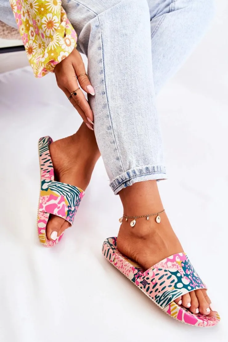 ZAXY Gumowe Pachnące Klapki JJ285097 Różowo-Zielone