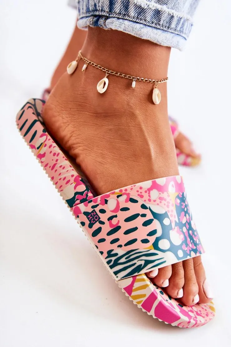 ZAXY Gumowe Pachnące Klapki JJ285097 Różowo-Zielone