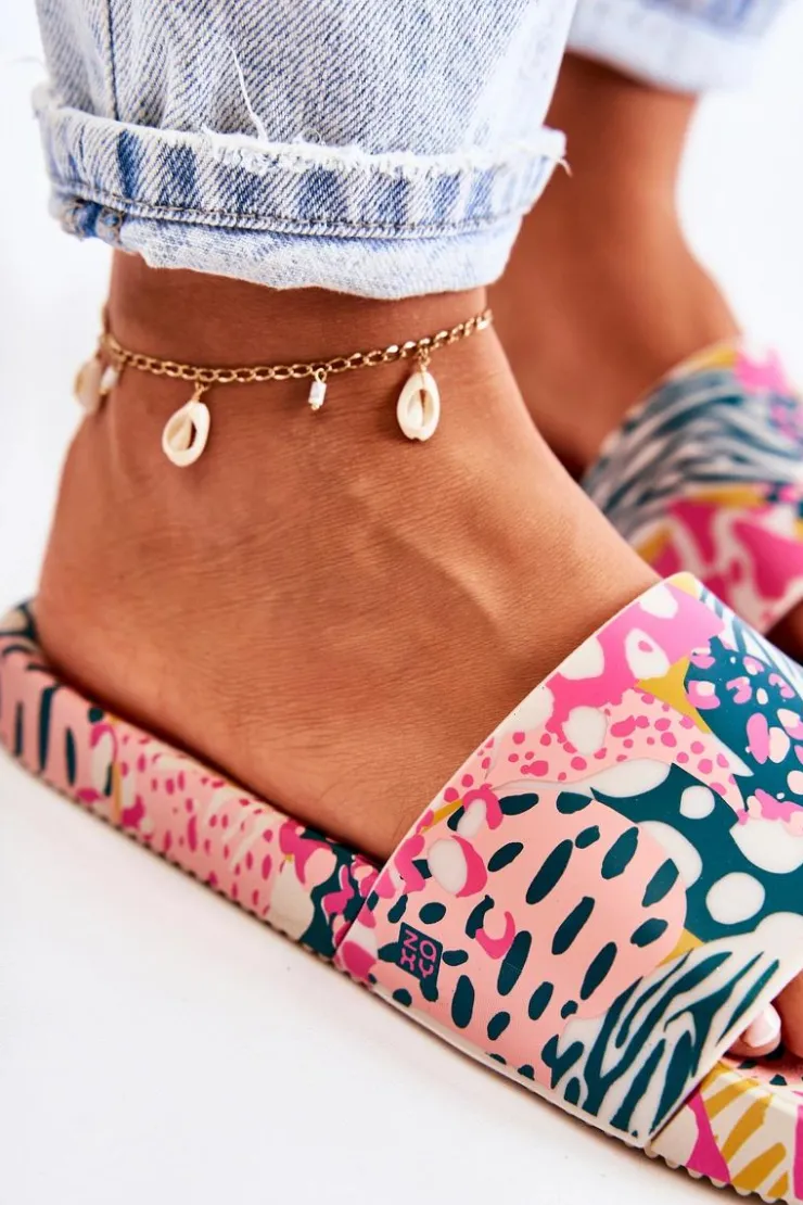 ZAXY Gumowe Pachnące Klapki JJ285097 Różowo-Zielone