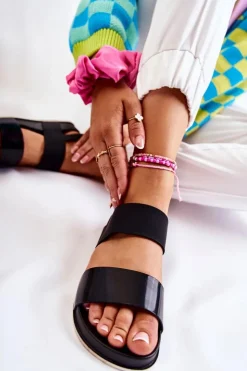 Damskie Boto Gumowe Sandały Na Platformie Czarne Kathia