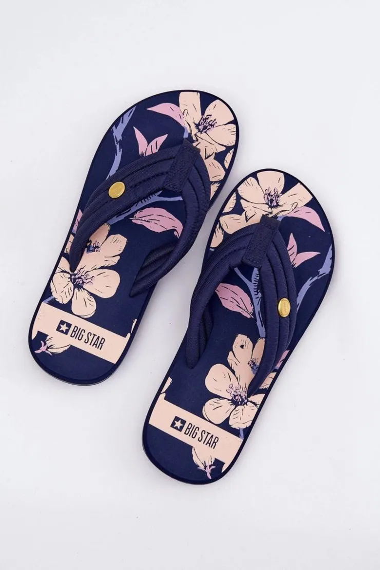 Hot Big Star Shoes Japonki Klapki Damskie Piankowe Big Star RR274A109 Granatowe Niebieski