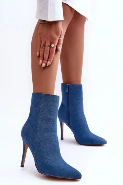 Boto Jeansowe Botki Na Szpilce Niebieskie Eberpia