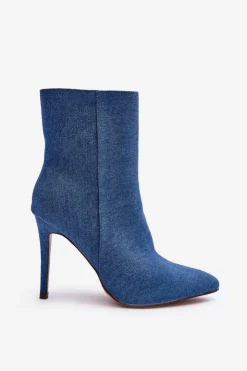 Boto Jeansowe Botki Na Szpilce Niebieskie Eberpia