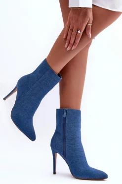 Boto Jeansowe Botki Na Szpilce Niebieskie Eberpia
