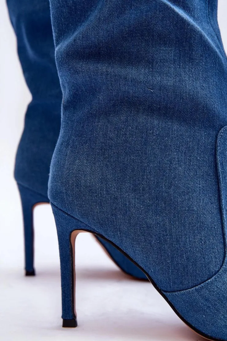 Discount Boto Jeansowe Kozaki Na Szpilce Niebieskie Melisandra