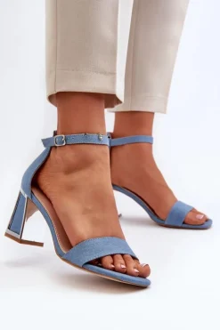 Boto Sandały Na Obcasie*Jeansowe Sandały Na Słupku Niebieskie Pholia