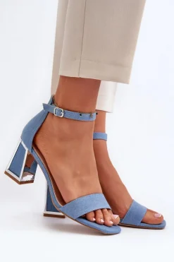 Boto Sandały Na Obcasie*Jeansowe Sandały Na Słupku Niebieskie Pholia
