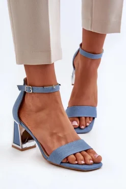 Boto Sandały Na Obcasie*Jeansowe Sandały Na Słupku Niebieskie Pholia