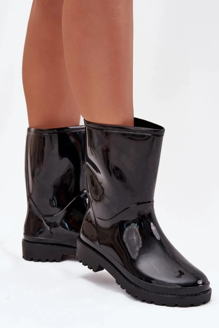 Boto Kalosze Damskie*Kalosze Damskie Czarne Elvara Czarny