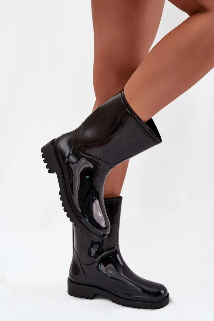 Boto Kalosze Damskie*Kalosze Damskie Czarne Elvara Czarny