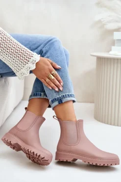 Boto Kalosze Damskie*Kalosze Damskie Z Elastycznymi Wstawkami Brudny Róż Ciariel