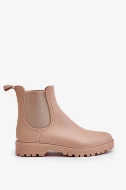 Damskie Boto Kalosze Damskie Z Elastycznymi Wstawkami Beżowe Ciariel