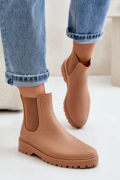 Discount Boto Kalosze Damskie Z Elastycznymi Wstawkami Brązowe Ciariel