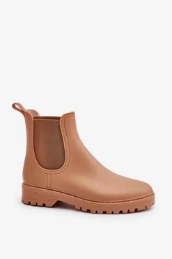 Discount Boto Kalosze Damskie Z Elastycznymi Wstawkami Brązowe Ciariel