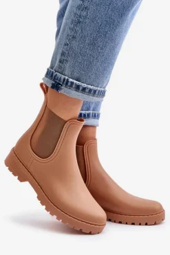 Discount Boto Kalosze Damskie Z Elastycznymi Wstawkami Brązowe Ciariel