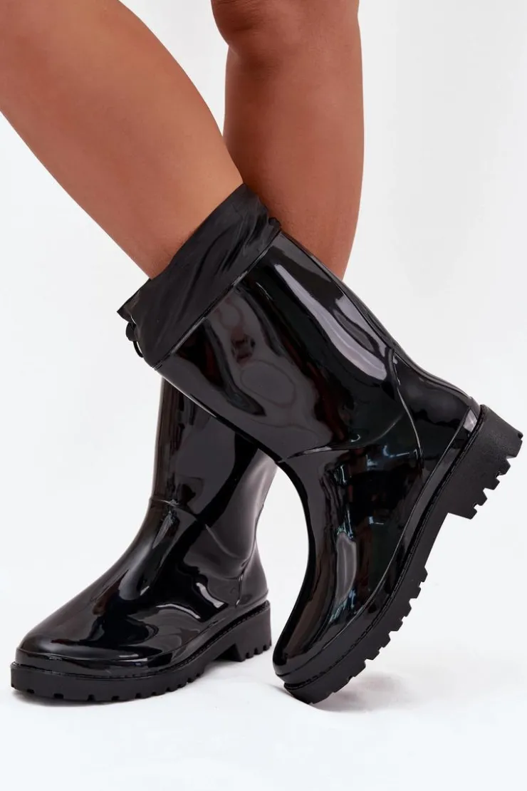 Boto Kalosze Damskie Ze Ściągaczem Czarne Kessia Czarny