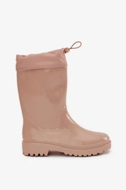 Discount Boto Kalosze Damskie Ze Ściągaczem Beżowe Kessia