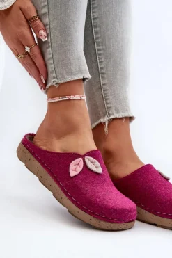 INBLU Kapcie Klasyczne|Klapki Damskie Klasyczne*Kapcie Damskie Filcowe ED000013 Fuksja