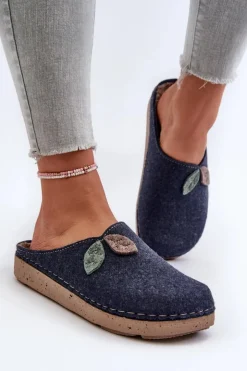 Damskie INBLU Kapcie Damskie Filcowe ED000013 Granatowe