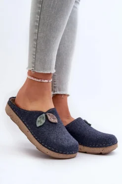 Damskie INBLU Kapcie Damskie Filcowe ED000013 Granatowe