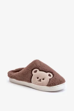 Boto Kapcie Klasyczne*Kapcie Damskie Futrzane Z Misiem Brązowe Fiorinella Brązowy