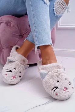 Damskie Boto Kapcie Damskie Kotki z Uszami Białe Sleppyhead