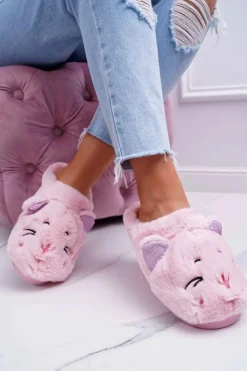 Boto Kapcie Klasyczne*Kapcie Damskie Kotki z Uszami Różowe Sleppyhead