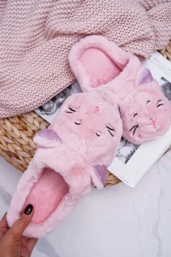 Boto Kapcie Klasyczne*Kapcie Damskie Kotki z Uszami Różowe Sleppyhead