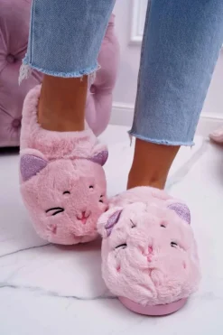 Boto Kapcie Klasyczne*Kapcie Damskie Kotki z Uszami Różowe Sleppyhead
