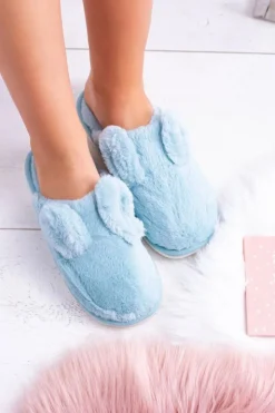 Boto Kapcie Klasyczne*Kapcie Damskie Króliki z Uszami Błękitne Alabama