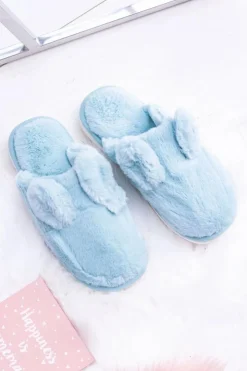 Boto Kapcie Klasyczne*Kapcie Damskie Króliki z Uszami Błękitne Alabama