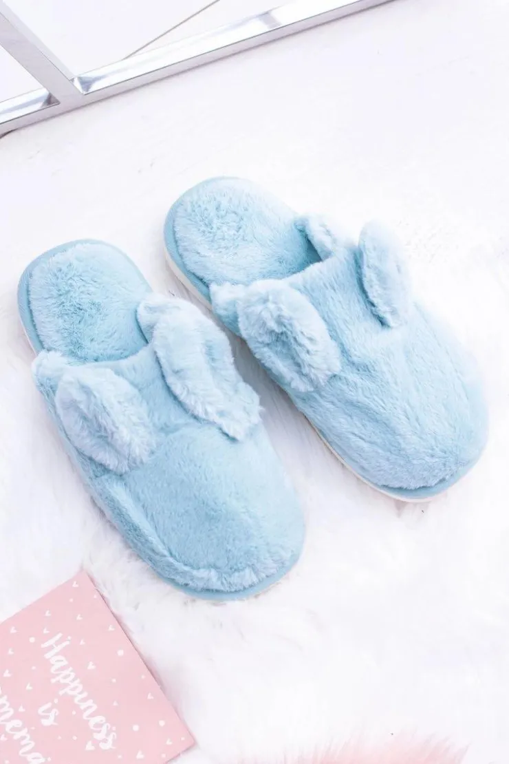 Boto Kapcie Klasyczne*Kapcie Damskie Króliki z Uszami Błękitne Alabama