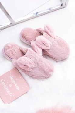 Best Boto Kapcie Damskie Króliki z Uszami Różowe Alabama