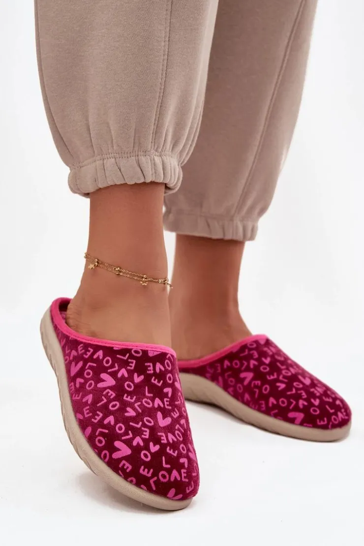 INBLU Kapcie Klasyczne|Klapki Damskie Klasyczne*Kapcie Damskie Love ET000032 Różowe Różowy