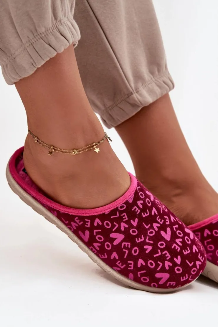 INBLU Kapcie Klasyczne|Klapki Damskie Klasyczne*Kapcie Damskie Love ET000032 Różowe Różowy