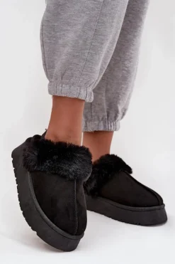 Boto Śniegowce Damskie|Kapcie Klasyczne*Kapcie Damskie Na Platformie Z Futerkiem Czarne Linaris Czarny