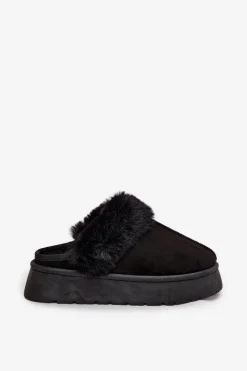 Boto Śniegowce Damskie|Kapcie Klasyczne*Kapcie Damskie Na Platformie Z Futerkiem Czarne Linaris Czarny