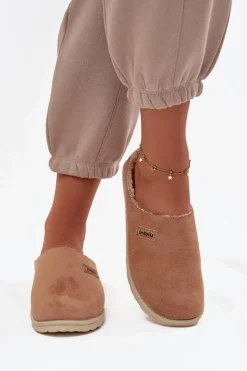 INBLU Kapcie Klasyczne|Klapki Damskie Klasyczne*Kapcie Damskie Obuwie Domowe CS000045 Camel Brązowy