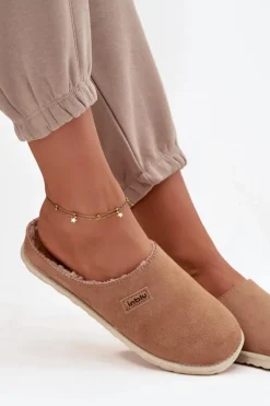 INBLU Kapcie Klasyczne|Klapki Damskie Klasyczne*Kapcie Damskie Obuwie Domowe CS000045 Camel Brązowy