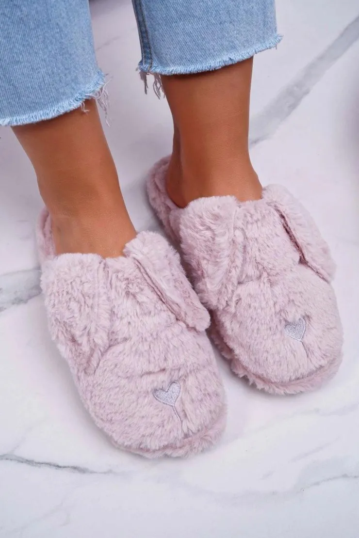 Hot Boto Kapcie Damskie SOXO Puchate Pieski z Uszami Różowe