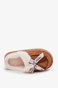 Sale Boto Kapcie Damskie Z Futerkiem I Kokardką Brązowe Fenella Brązowy